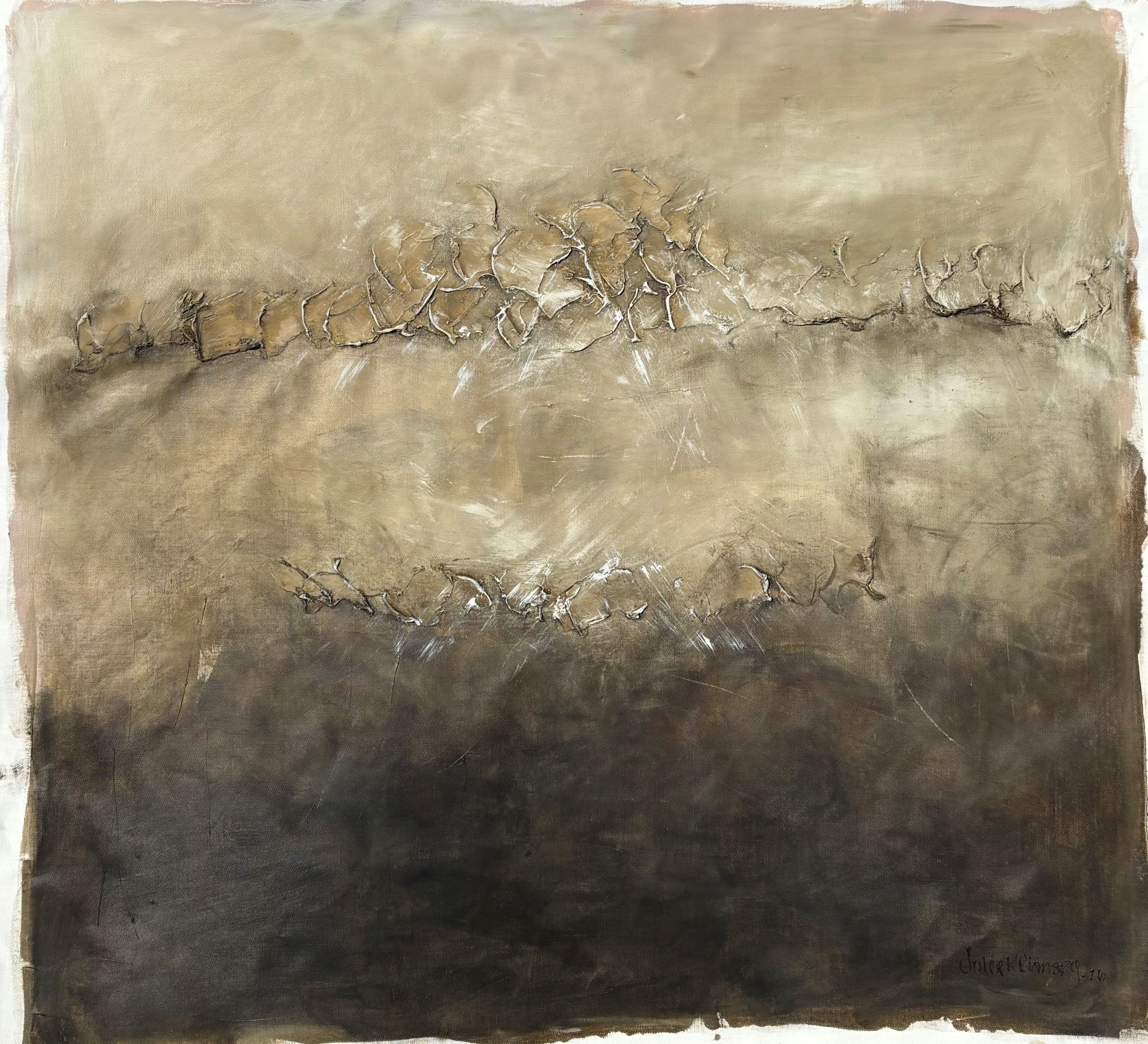 Fjell i tåke - 100x100 cm